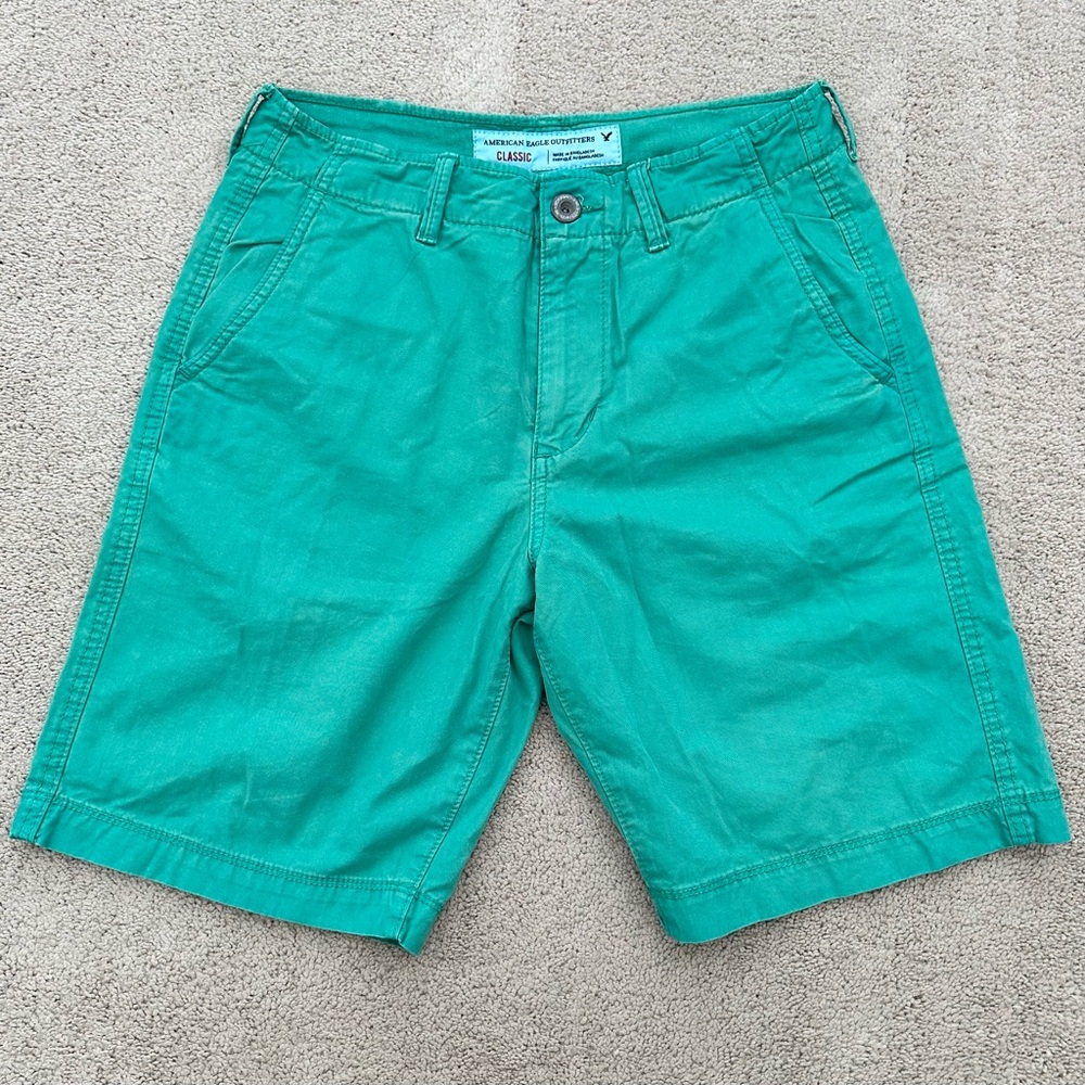 Green Cotton Chino Shorts - Beach / Vacation / Summer
